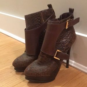 Michael Kors Brown Python Buckle Boots